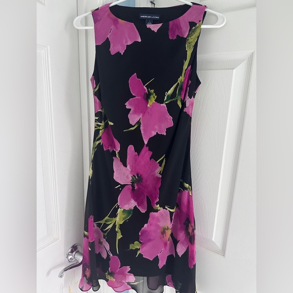 Anerican living Floral Sleeveless Black and Pink Dress - Picture 2 of 3